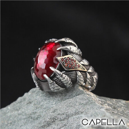 anillo-arano-de-hombre-plata-925-zirconia-roja